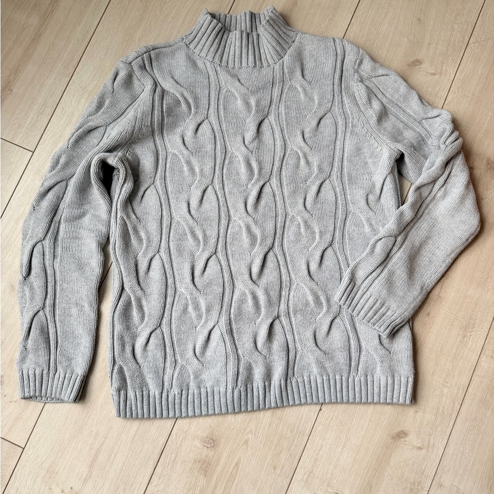 Hope & Henry Gray Cable Knit Sweater